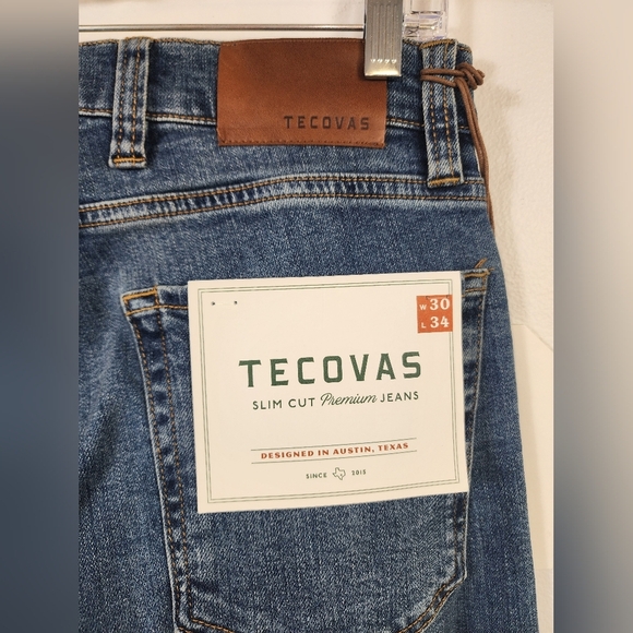NWT Tecovas Men's Blue Denim Jeans Slim Fit 5 Pockets, sz 30 X 34 - Picture 11 of 16